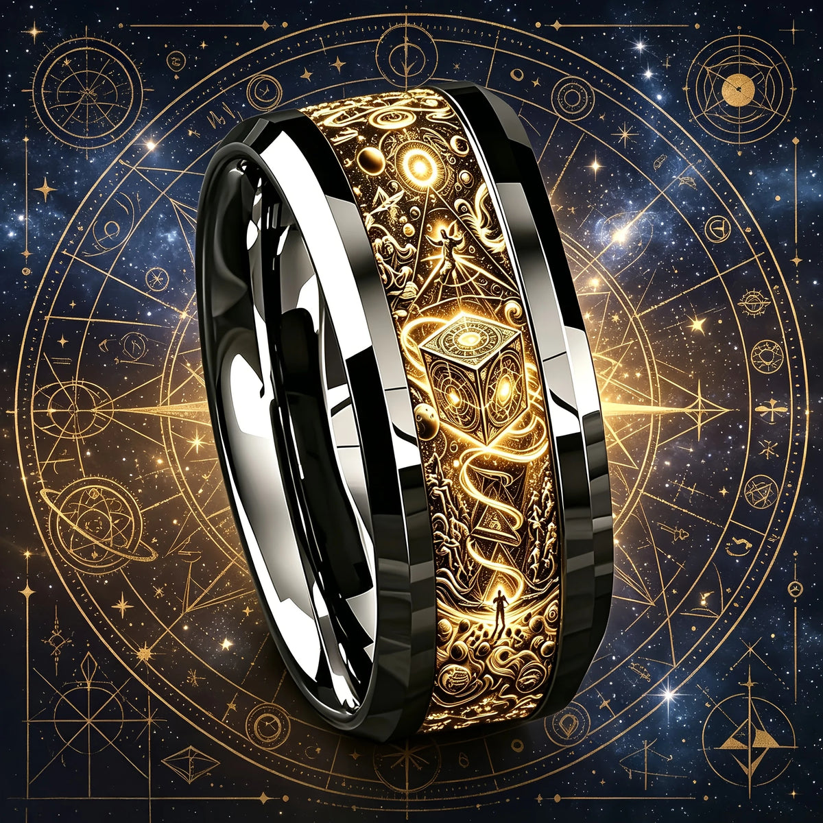 Bague Astrologie & Runes - Bijou Vintage Ciel Étoilé
