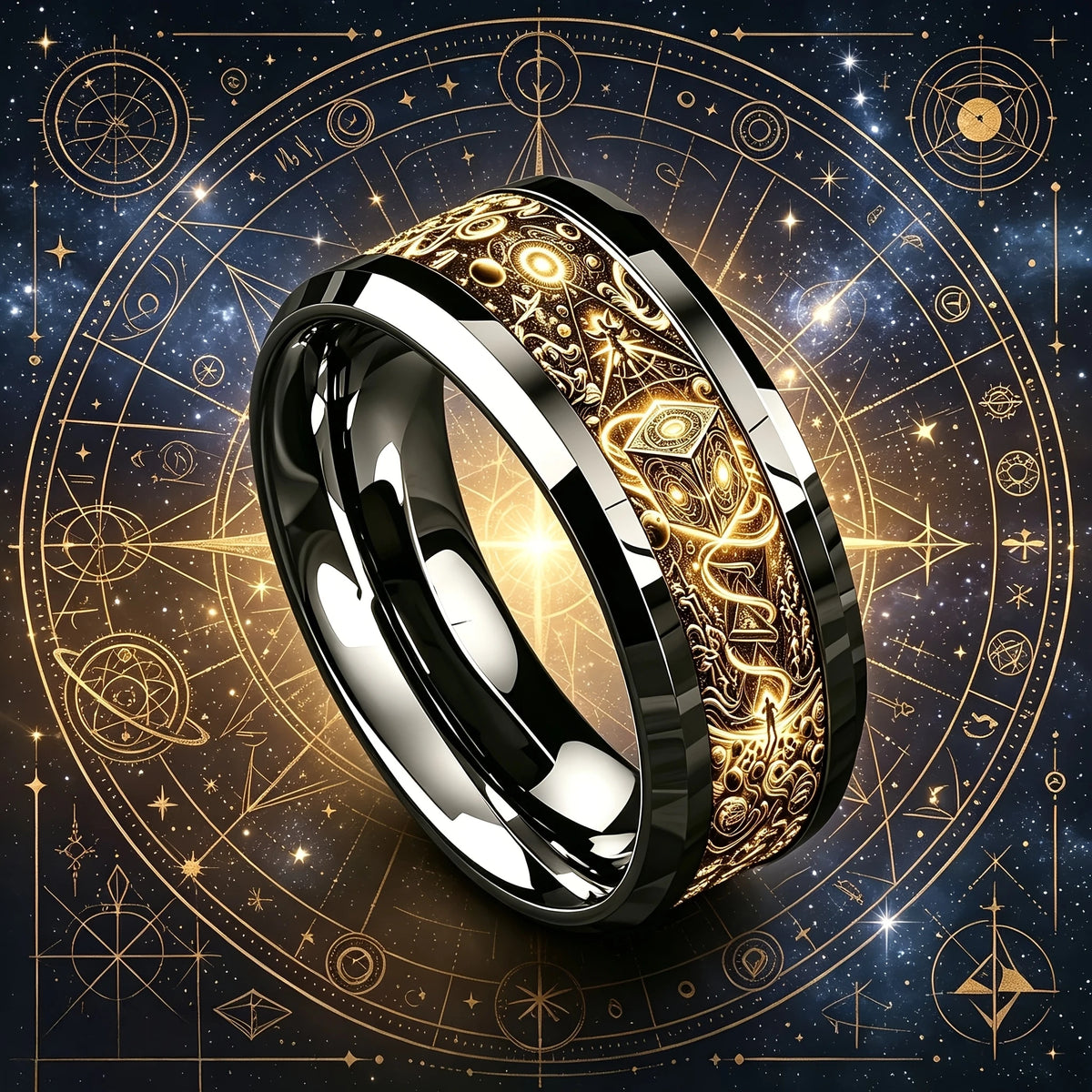 Bague Astrologie & Runes - Bijou Vintage Ciel Étoilé