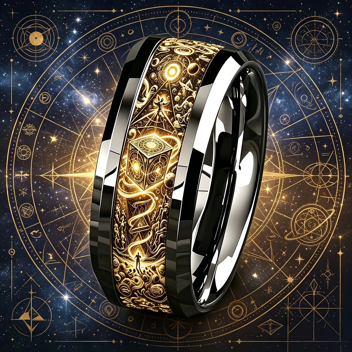 Bague Astrologie & Runes - Bijou Vintage Ciel Étoilé