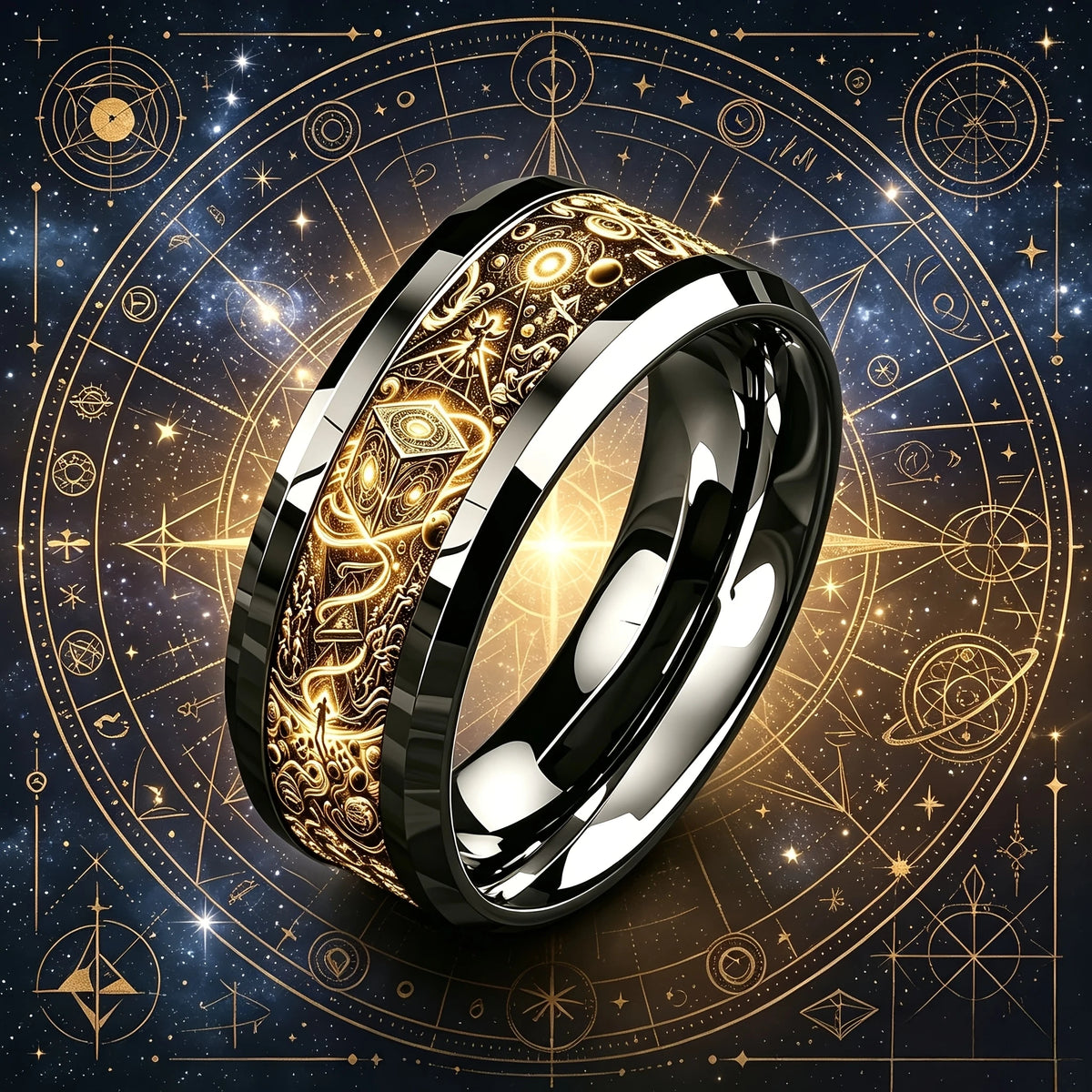 Bague Astrologie & Runes - Bijou Vintage Ciel Étoilé
